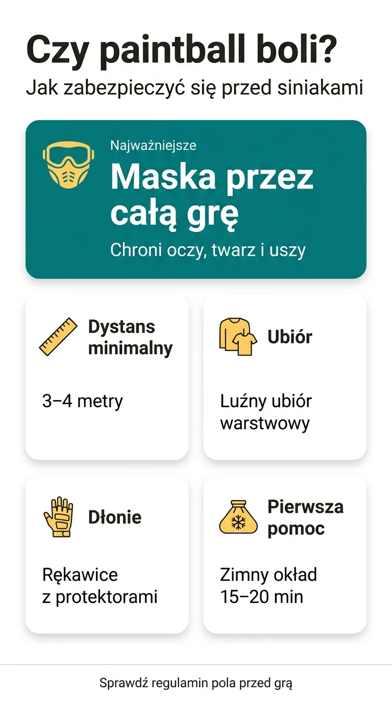 Infografika: Czy paintball boli i jak zabezpieczyć się przed siniakami – poradnik dla początkujących