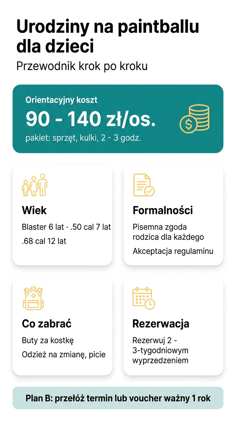 Infografika: Jak zorganizować urodziny na paintballu dla dzieci – przewodnik dla rodziców krok po kroku
